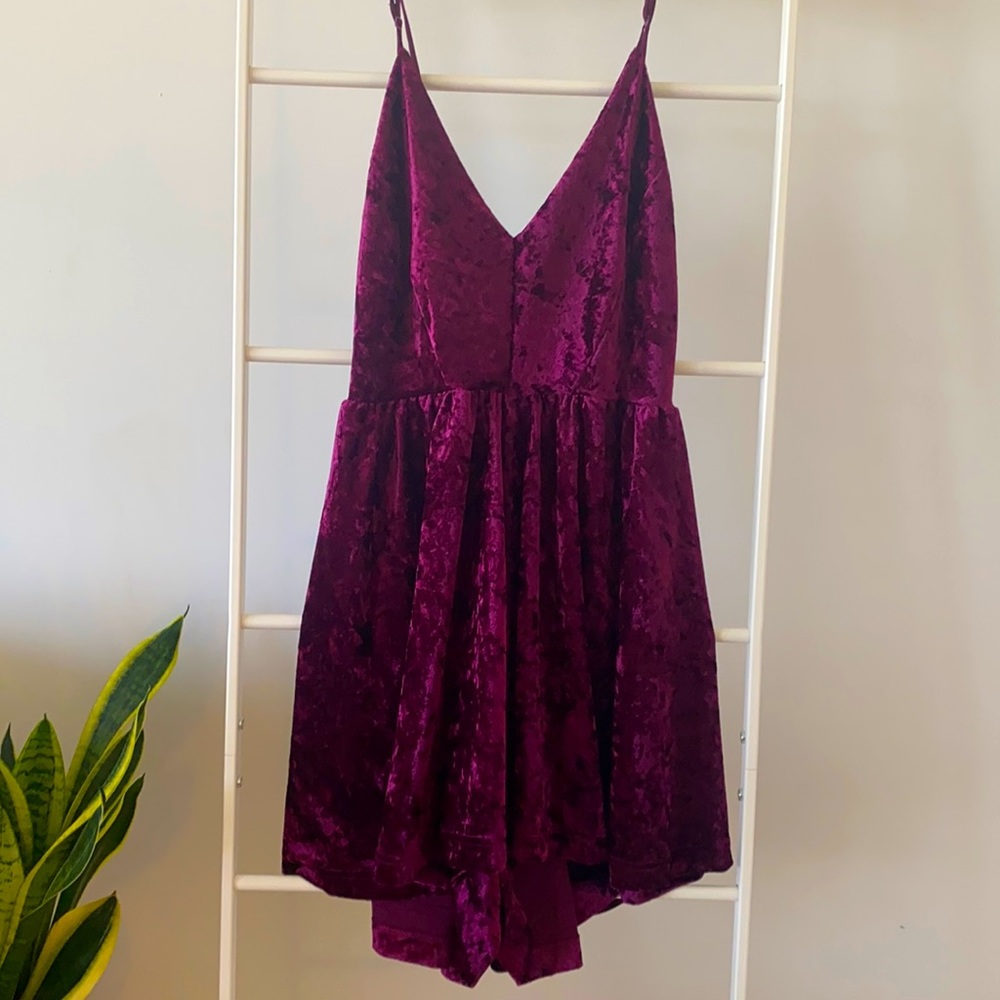 Brand new Sam Edelman burgundy velvet v neck romper